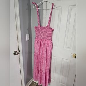 Draper James Pink Gingham Maxi Dress